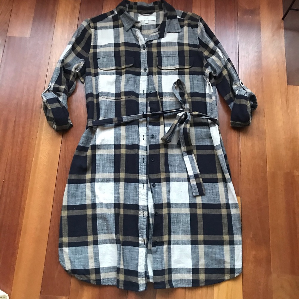 LOFT Plaid Shirt Dress- Size L